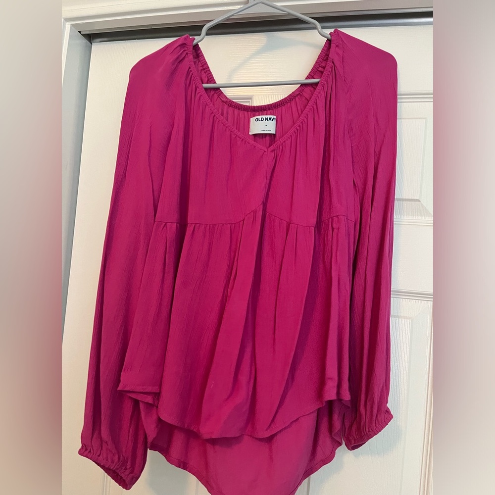 Flowy pink long-sleeve blouse